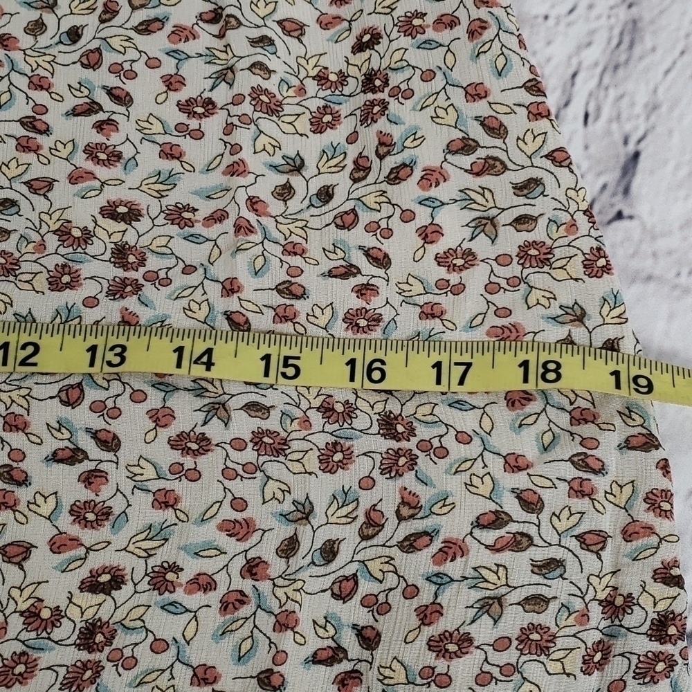 J Jill Shift Dress 3/4 Sleeves V Neck Small Petite see measures Tan Floral EUC - Picture 12 of 16